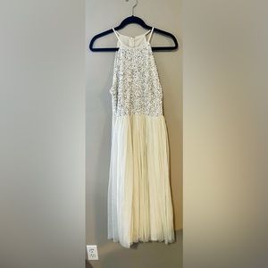 ASOS - Maya Bridal Halterneck Midi Tulle Dress - Cream - Size 8